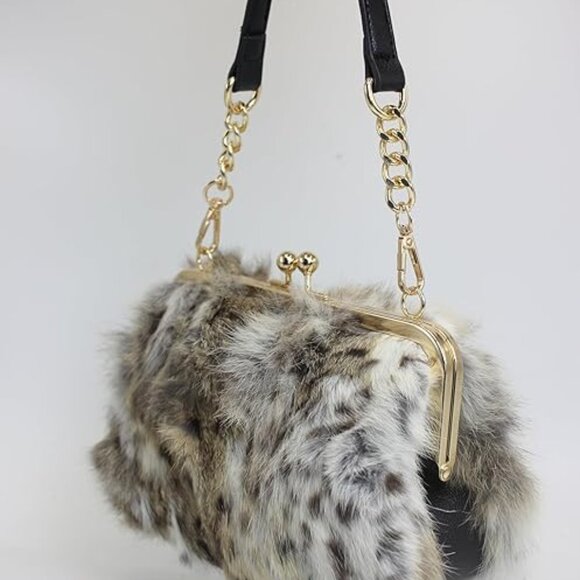 Neiman Marcus Elegant Lynx Stripe Print Handbag - Picture 2 of 8